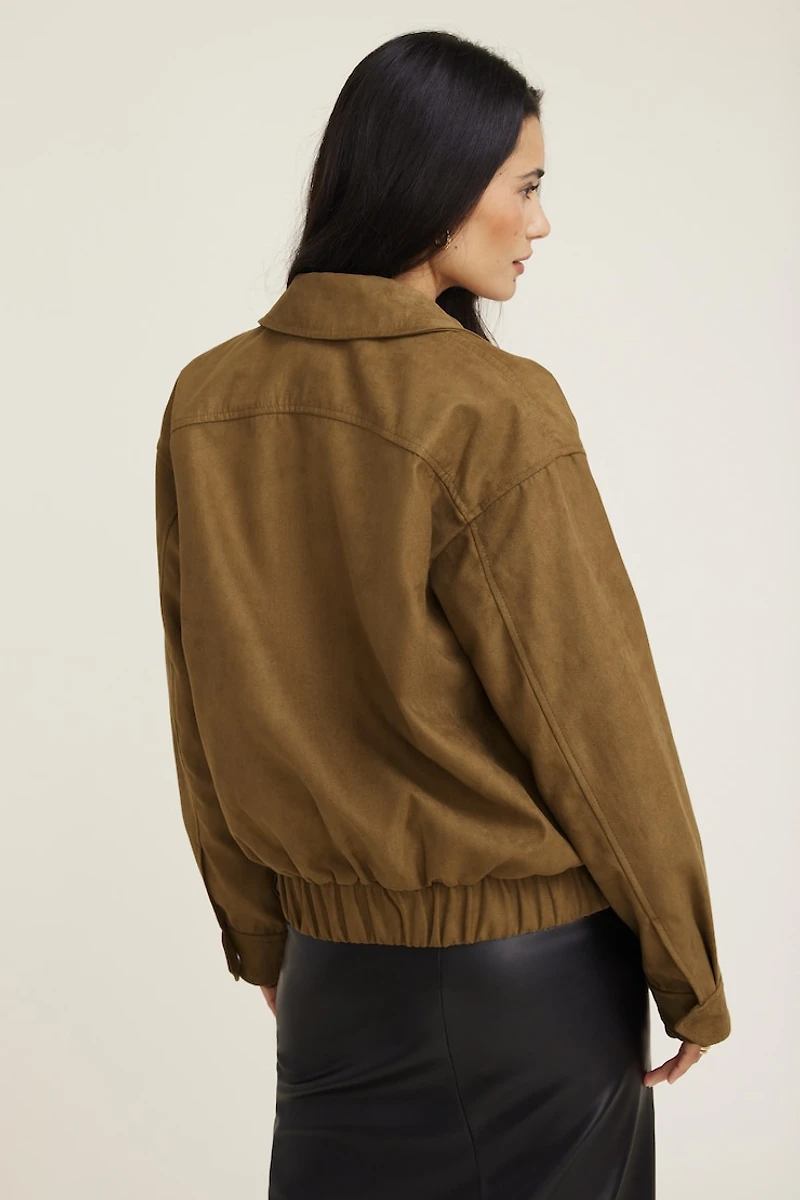 Faux Suede Coach Jacket