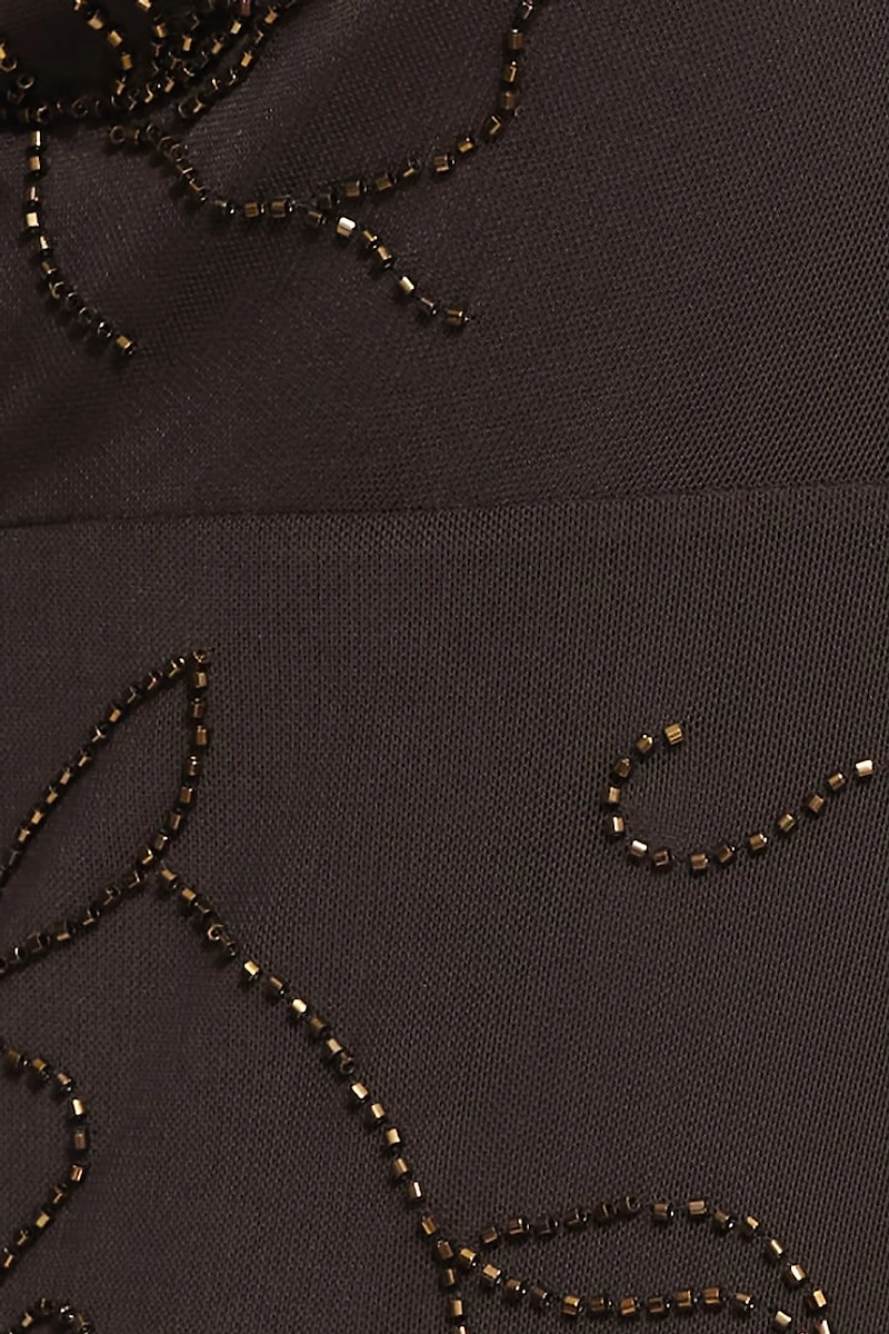 Beaded Mesh Mini Dress