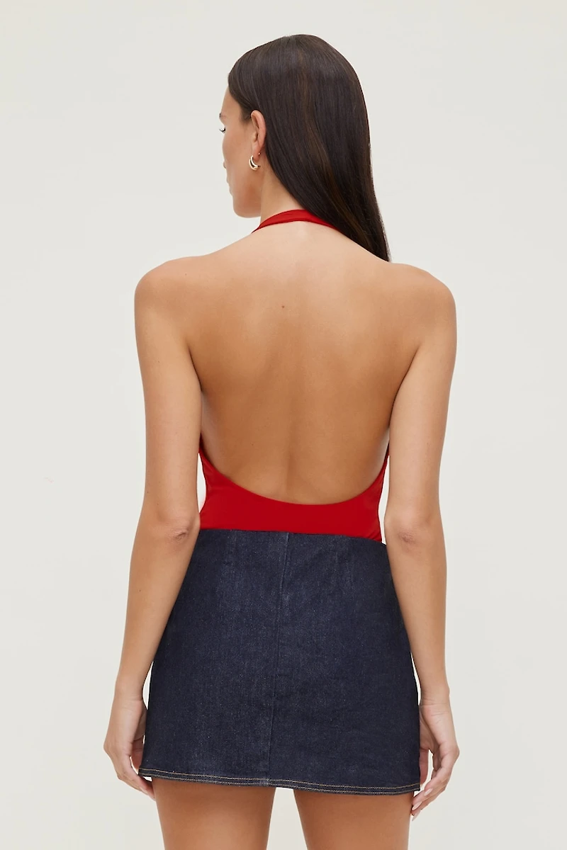 Justaucorps licou sculptant à col plongeant