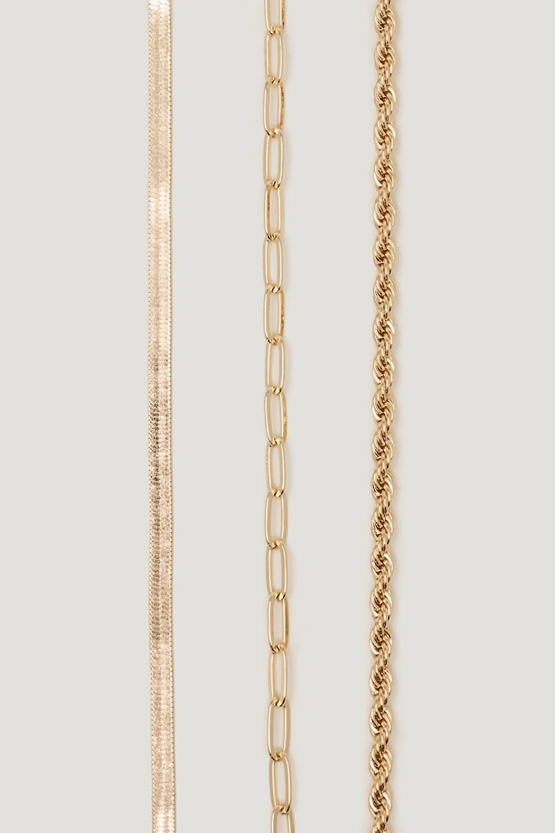 Ensemble de 3 colliers à chaîne mixte