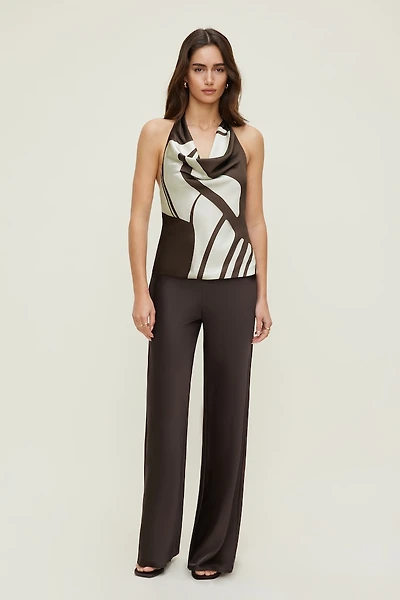 Camila Halter Cowl Neck Satin Blouse