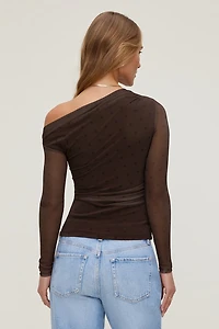 Cleo Printed Mesh Long Sleeve Top