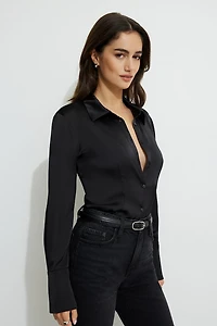 Eva Cinched Satin Shirt