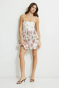 Bow Strap Flared Mini Dress