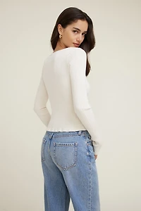 Cardigan côtelé à volants Sally