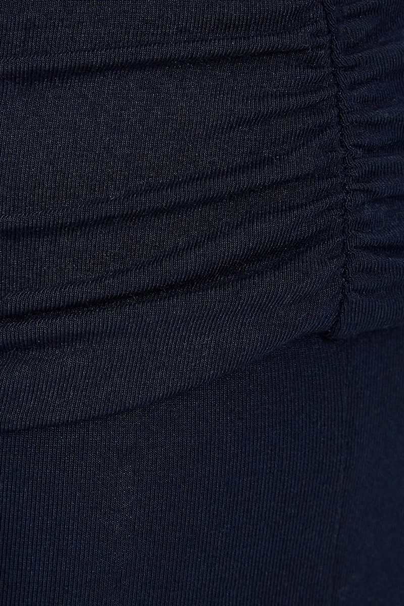 Pantalon évasé en tricot à bande de taille repliée