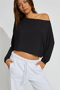 Smooth Oversized Long Sleeve Crop Top