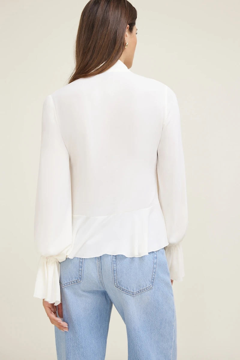 Tie Neck Crepe Blouse