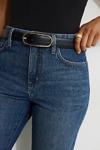 Oval Slim Faux Leather Belt