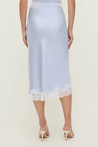 Lace Satin Midi Skirt