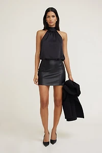 Paloma Bubble Satin Halter Blouse