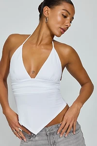 Plunge Halter Hankerchief Top