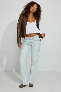 Faux Leather Worker Jacket