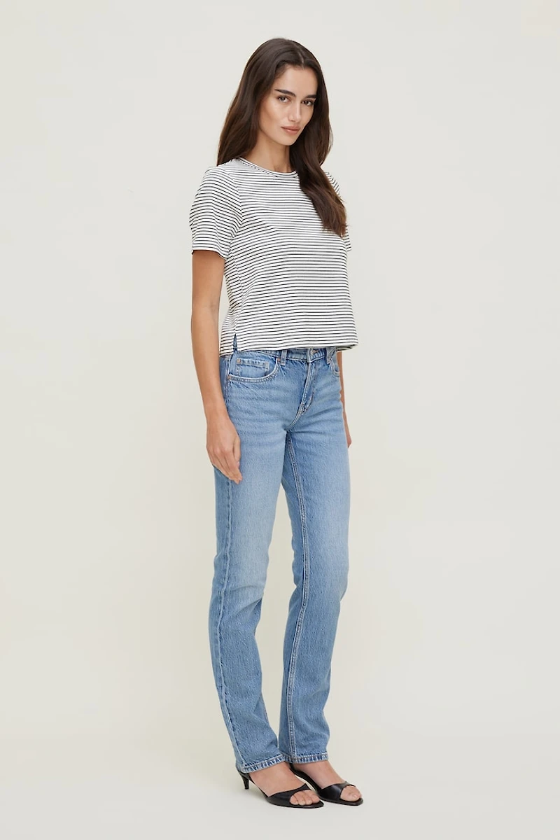 T-shirt quotidien rayé en coton épais