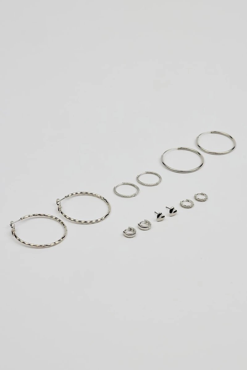 6 Pack of Mini Studs & Thin Hoop Earrings