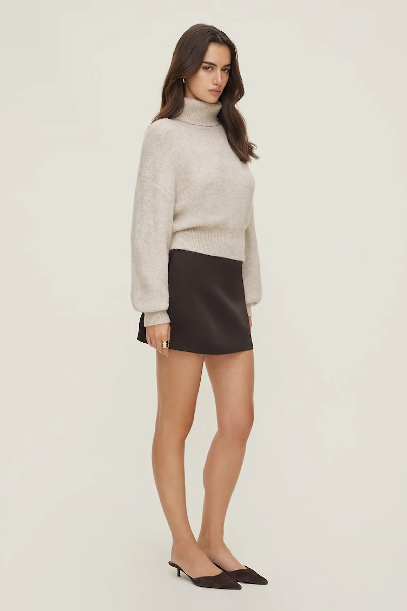 Fitted Satin Mini Skirt