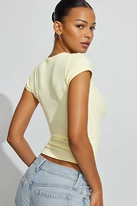 T-shirt côtelé à col rond