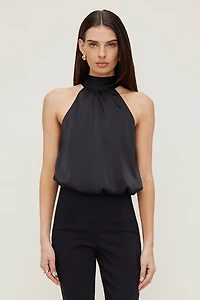 Paloma Bubble Satin Halter Blouse
