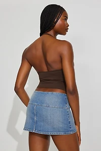 Low Rise Bodycon Denim Skort