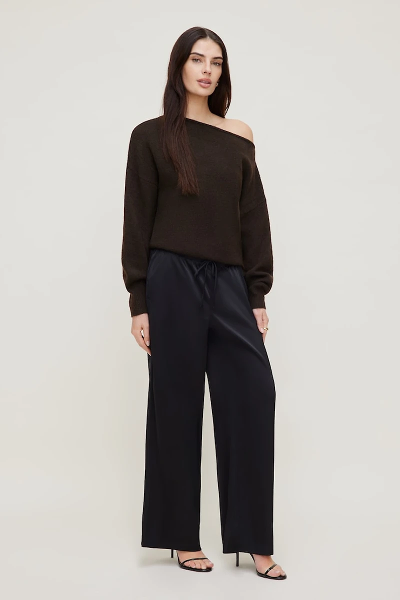 Pantalon en satin à jambe large Leo