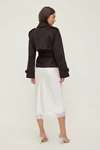 Lace Satin Midi Skirt