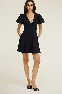 Flared Puff Sleeve Mini Dress