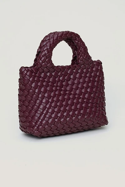 Mini Woven Faux Leather Tote
