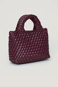 Mini Woven Faux Leather Tote