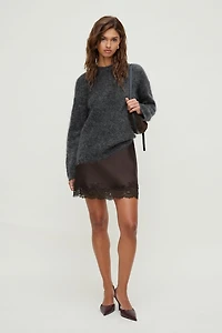 Lace Satin Mini Skirt