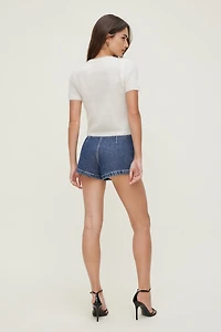 Eliana Pleated High Rise Denim Shorts