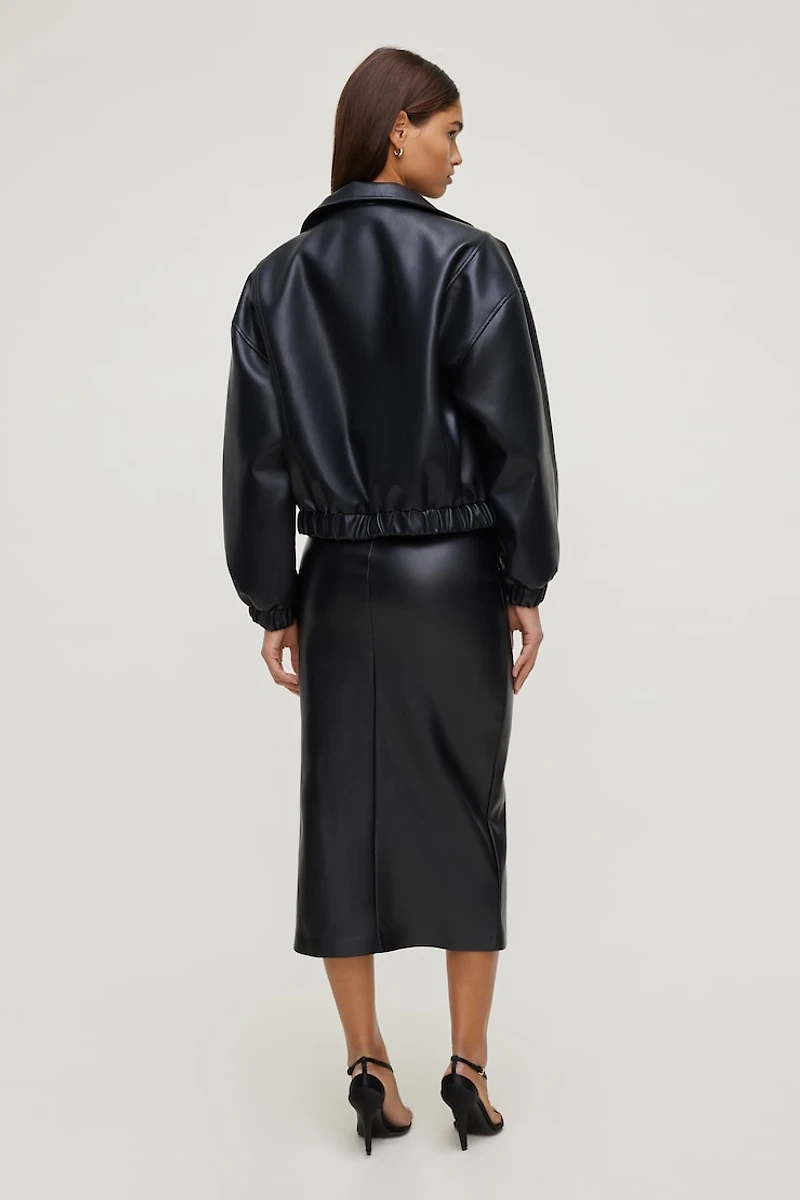 Jupe midi en faux cuir Marlow