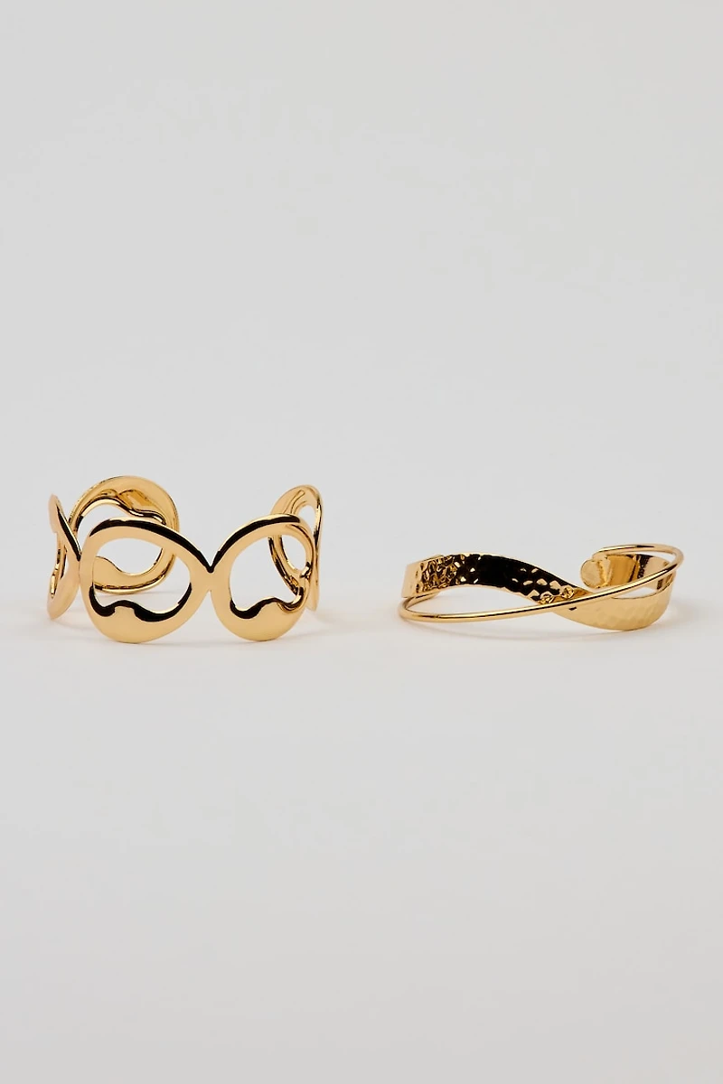 Ensemble de 2 bracelets-manchettes texturés