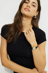 T-shirt côtelé à col rond Olive