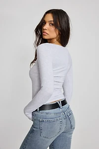 Smooth Scoop Neck Long Sleeve Top