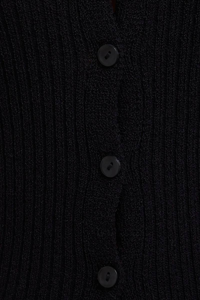 Mila Ribbed V Neck Cardigan