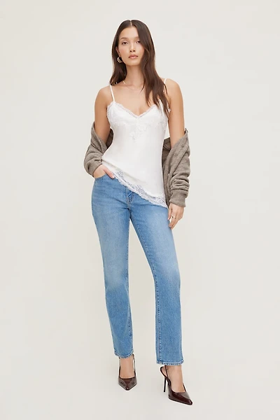 Cassie Asymmetric Lace Satin Cami