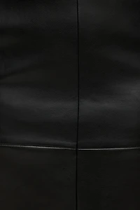 Structured Faux Leather Midi Skirt