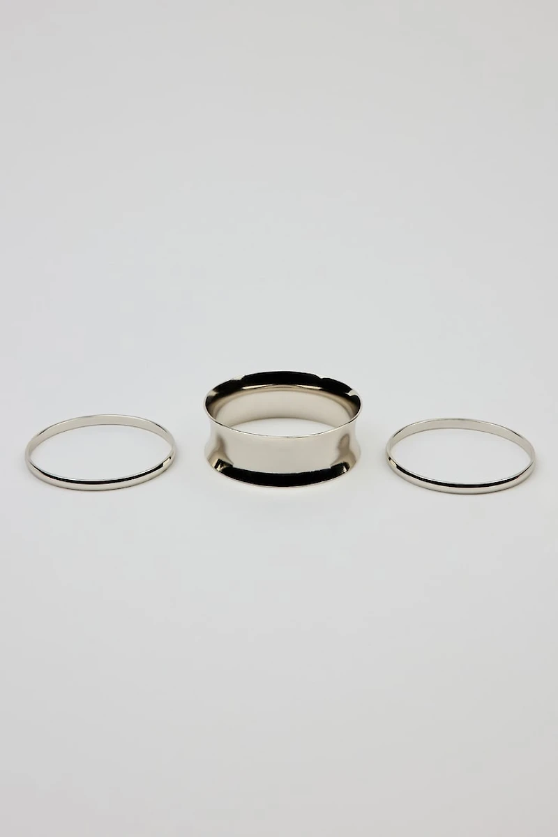 Ensemble de 3 bracelets rigides convexes et ondulés