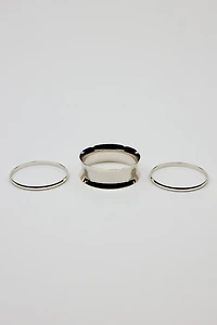 Ensemble de 3 bracelets rigides convexes et ondulés