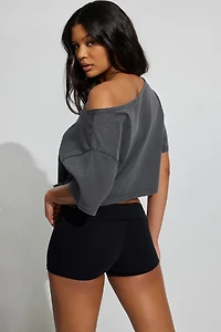 Off Shoulder Cropped T-Shirt