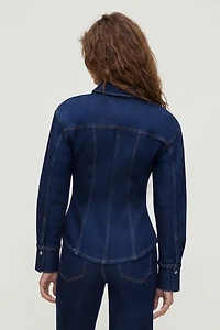Chemise en denim cintrée extensible