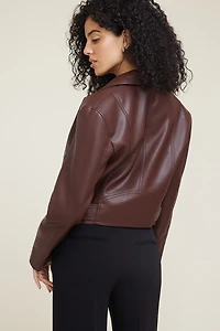 Belted Faux Leather Moto Jacket