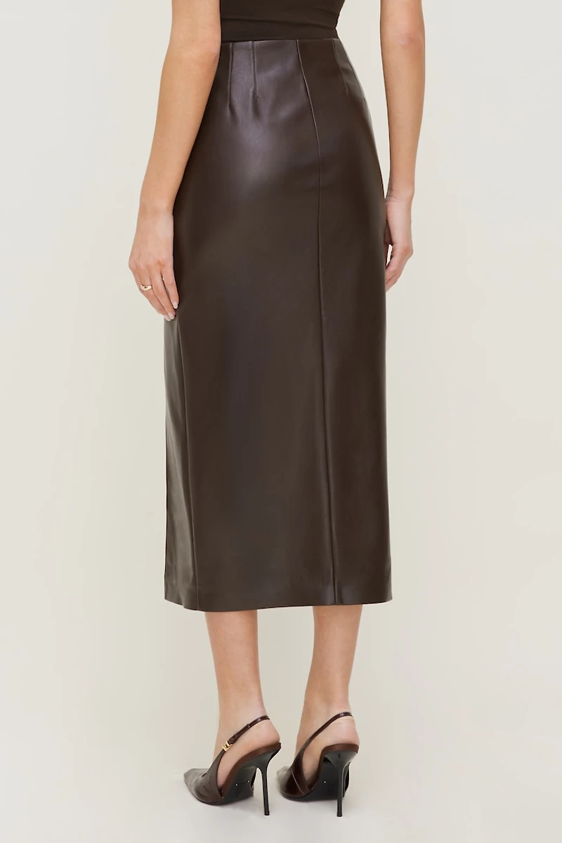 Jupe midi en faux cuir Marlow