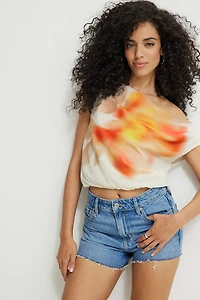 Printed Draped Off Shoulder Top
