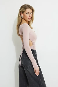 Shirred Open Back Jersey Bodysuit