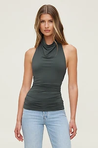 Haut licou sculptant à col châle