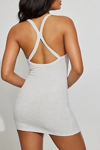 V-Neck Ribbed Mini Dress