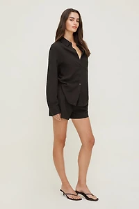 Short à taille haute en lin