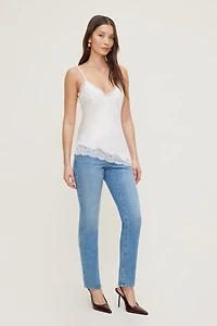 Cassie Asymmetric Lace Satin Cami