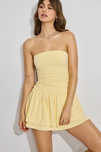 Flirty Hem Tube Romper Dress